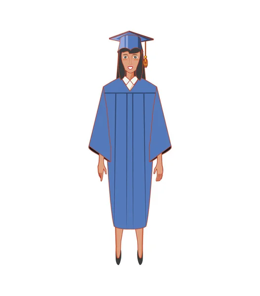 Jeune femme diplômé avatar personnage — Image vectorielle