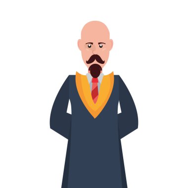 Beyaz arka planda lisansüstü adam portre