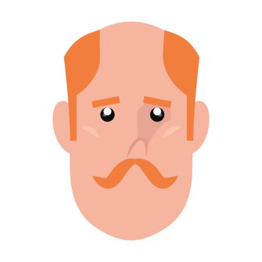 Beyaz arka planda adam yüz karakter