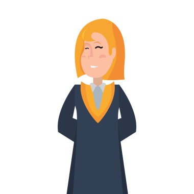 Beyaz arka plan üzerinde lisansüstü kadın portre