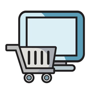 Online alışveriş sepeti ve bilgisayar