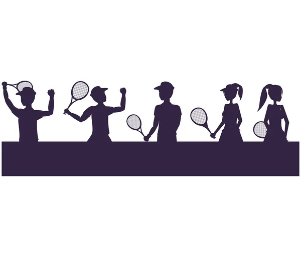 Силуэт персонажа аватара теннисиста — стоковый вектор