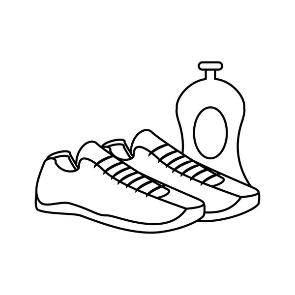 Shoes for practice sport with bottle — Stock Vector