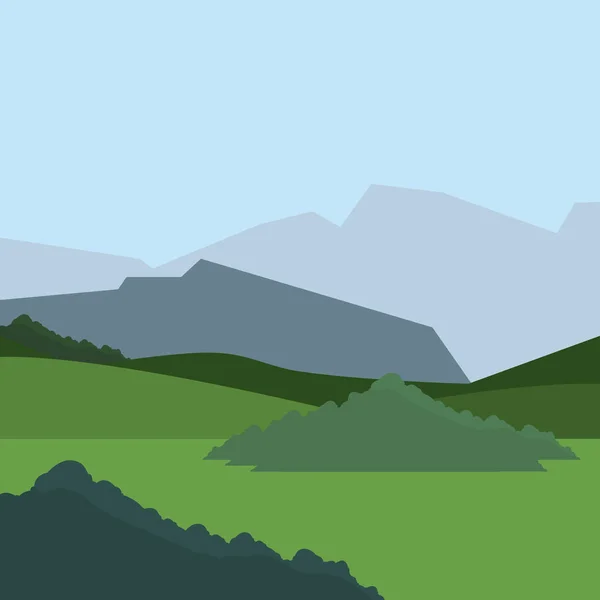 Monte arbusto prado paisaje natural — Vector de stock