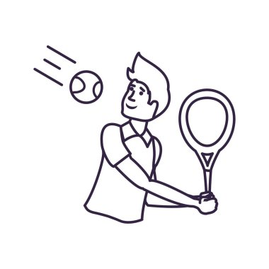 adam tenis raket ile oynuyor