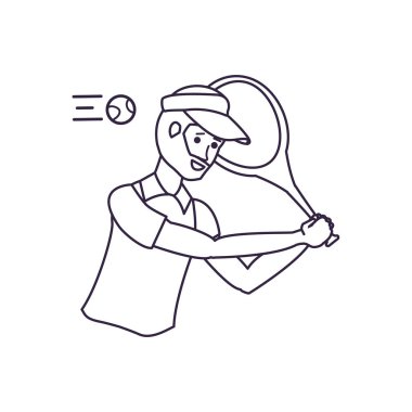 adam tenis raket ve Cap spor ile oynuyor