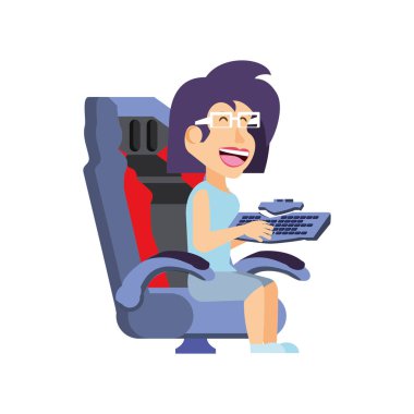 video oyunu oynarken oturan kız