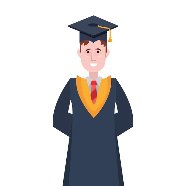 Retrato de homem de pós-graduação com chapéu de graduação — Vetor de Stock