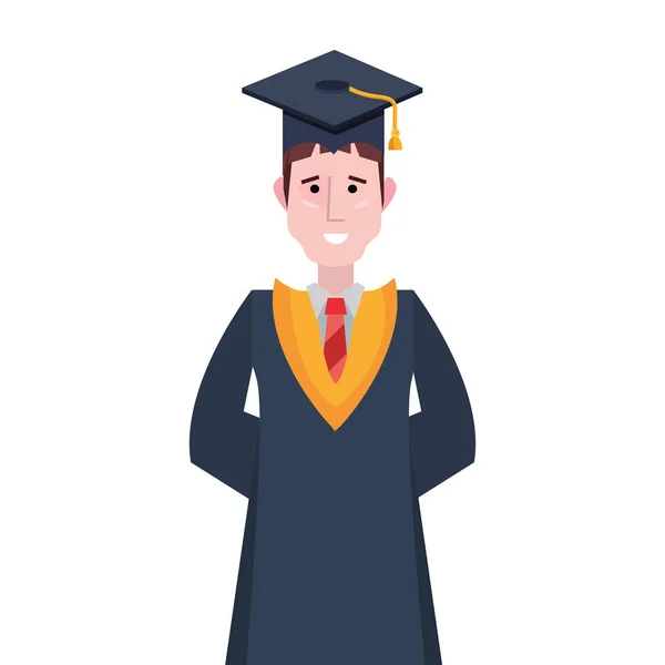 毕业生人肖像与毕业帽子 — 图库矢量图片