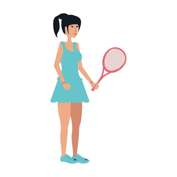 Tennis-Damen spielen mit Schläger — Stockvektor