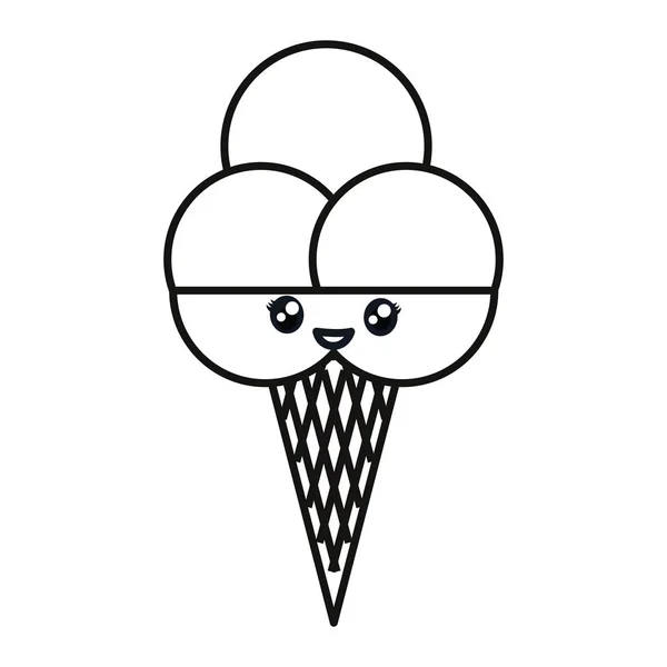 Kawaii icono de helado — Vector de stock