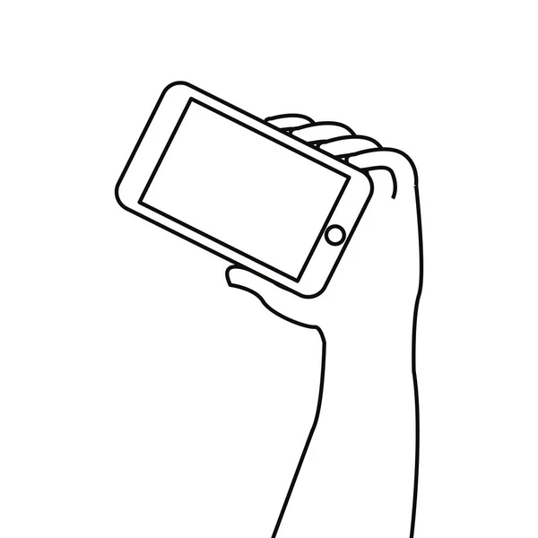 Рука тримає технологію мобільних пристроїв — стоковий вектор