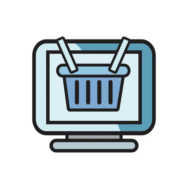 Online alışveriş sepeti bilgisayar — Stok Vektör