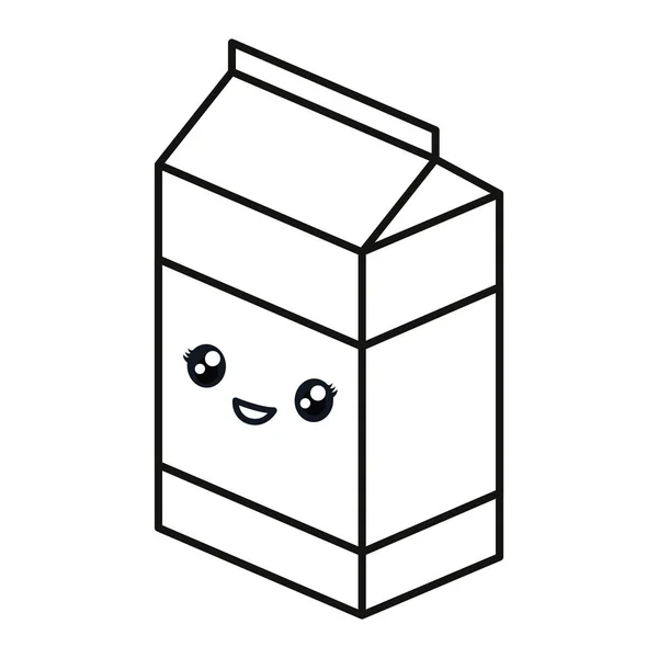 Ikon kotak susu kawaii - Stok Vektor