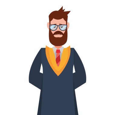 Beyaz arka planda lisansüstü adam portre