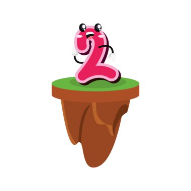 Kawaii sayı iki karakter karikatür