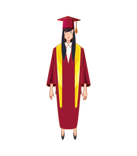 Jovem mulher graduado avatar personagem — Vetor de Stock