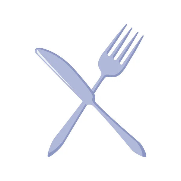 Cubiertos cocina cruzada tenedor y cuchillo — Archivo Imágenes Vectoriales