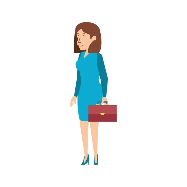 Businesswoman with portfolio avatar character — Stock Vector