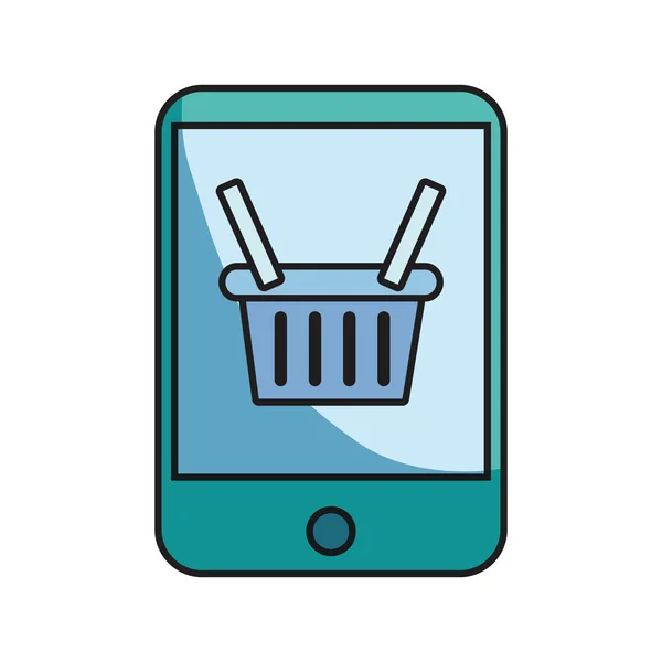 Online alışveriş sepeti cep telefonu — Stok Vektör