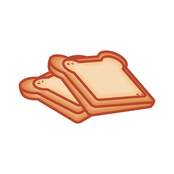 Plasterki pyszny chleb na białym tle ikona — Wektor stockowy