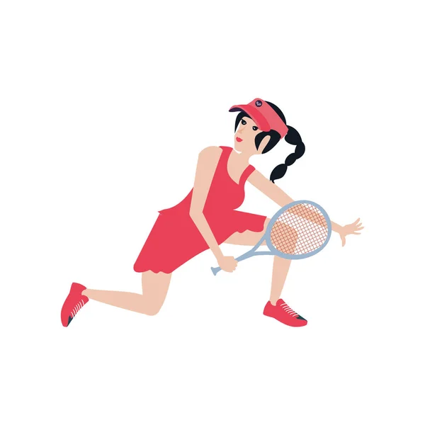 Femme tennis jouer avec raquette — Image vectorielle