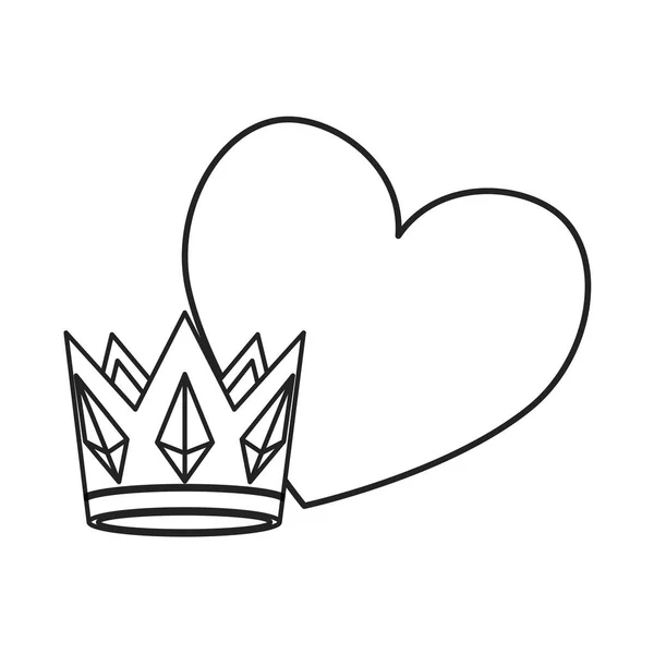 Coroa e design do coração — Vetor de Stock