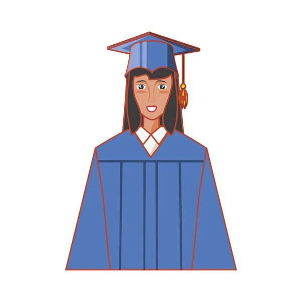 Jovem mulher graduado avatar personagem —  Vetores de Stock
