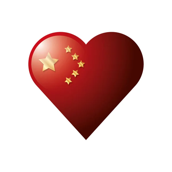 Bandeira da China em forma de coração — Vetor de Stock