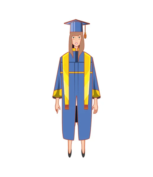 Jeune femme diplômé avatar personnage — Image vectorielle