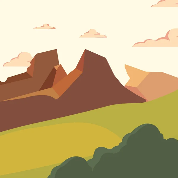 Monte arbusto prado paisaje natural — Vector de stock