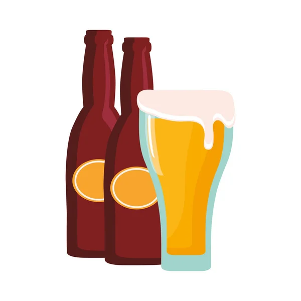 Botellas de cerveza y bebida de espuma de vidrio — Vector de stock