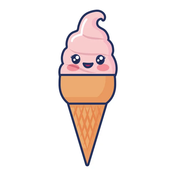 Εικονίδιο Kawaii παγωτό — Διανυσματικό Αρχείο
