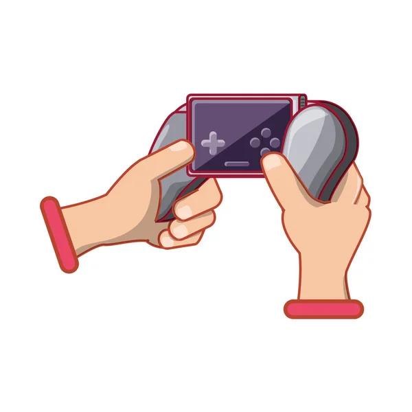Mains avec contrôle jeu vidéo icône isolée — Image vectorielle