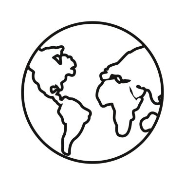 Beyaz arka plan anahat dünya küresel harita