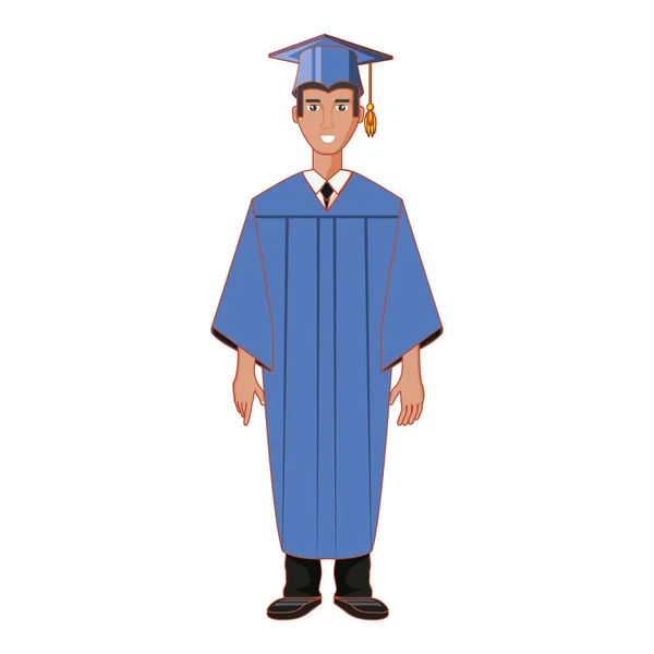 Jovem homem graduado personagem avatar — Vetor de Stock
