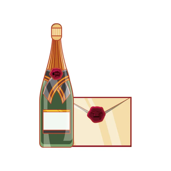 Bottle of champagne with card invitation — Stock Vector