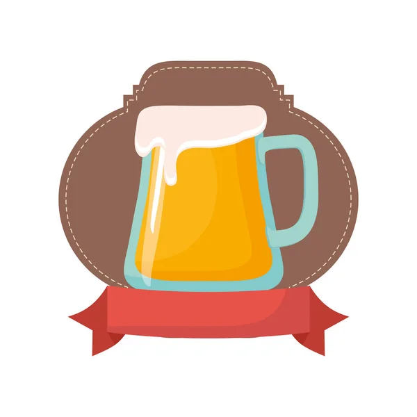 Oktoberfest kieliszek piwa kubek emblemat — Wektor stockowy