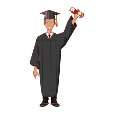 Genç adam avatar karakter mezun