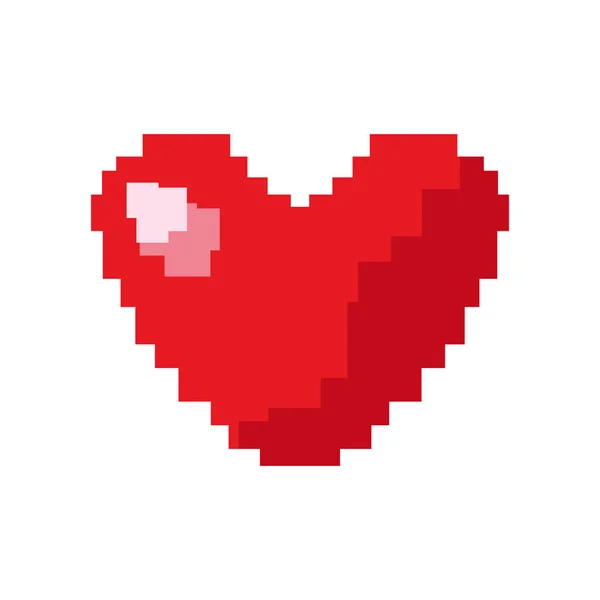 ピクセルビデオゲーム愛の心 — ストックベクタ