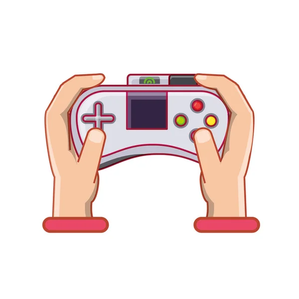 Hands with control video game isolated icon — Stock Vector