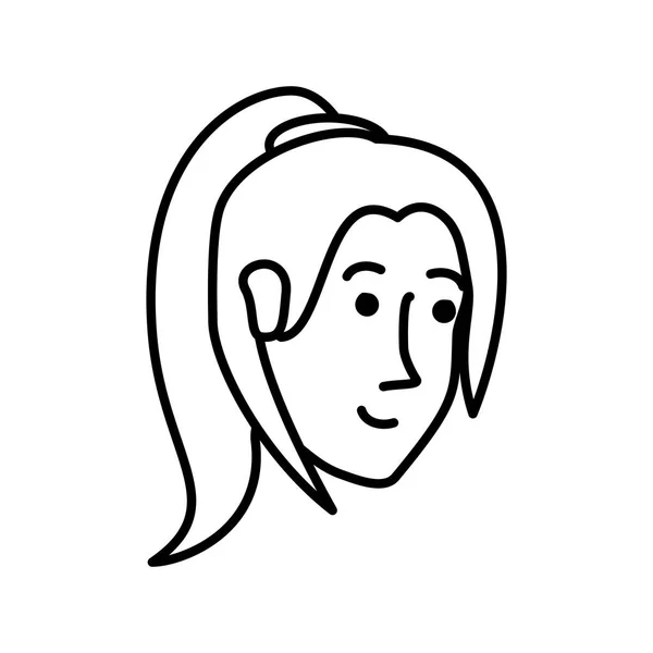 Cabeza del personaje avatar mujer joven — Vector de stock