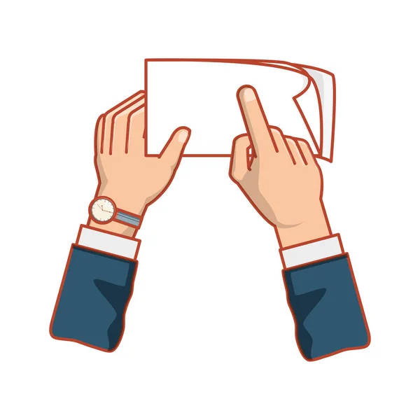 Руки с изолированным значком файла документа — стоковый вектор