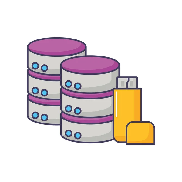 Database storage server ubs drive copy — Stock Vector