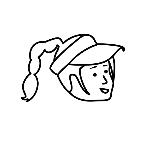 Kopf Frau mit Sportmütze — Stockvektor