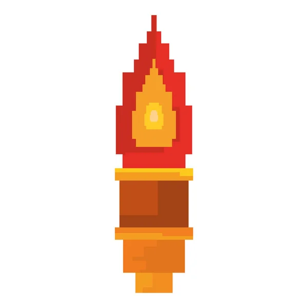 Flamme de torche de jeu vidéo pixel — Image vectorielle