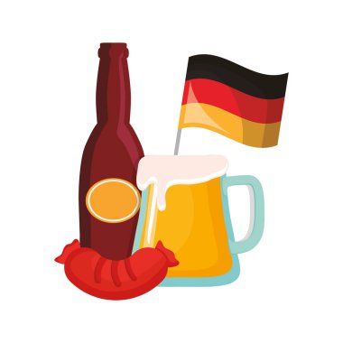 bira cam Oktoberfest şişe Alman sosis ve