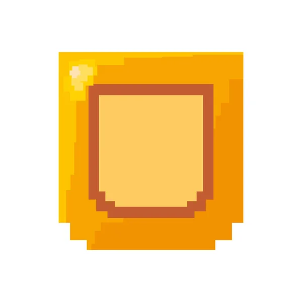 Pixel video juego escudo de oro — Vector de stock