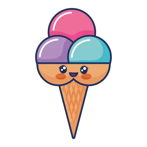 Kawaii icono de helado — Vector de stock