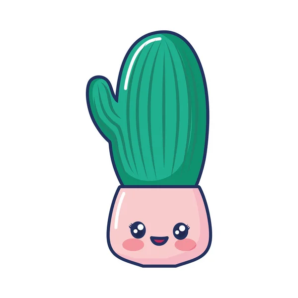 Cactus kawaii dans un pot — Image vectorielle